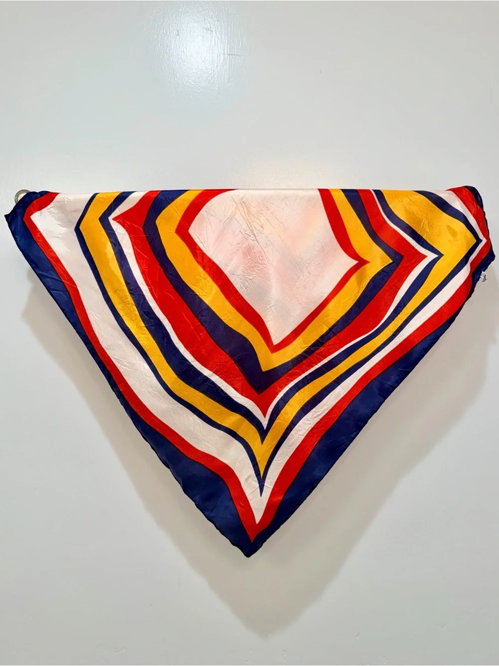 70s Vintage Psychedelic Wavy Multi Geometric Square Scarf Acetate Japan 23”